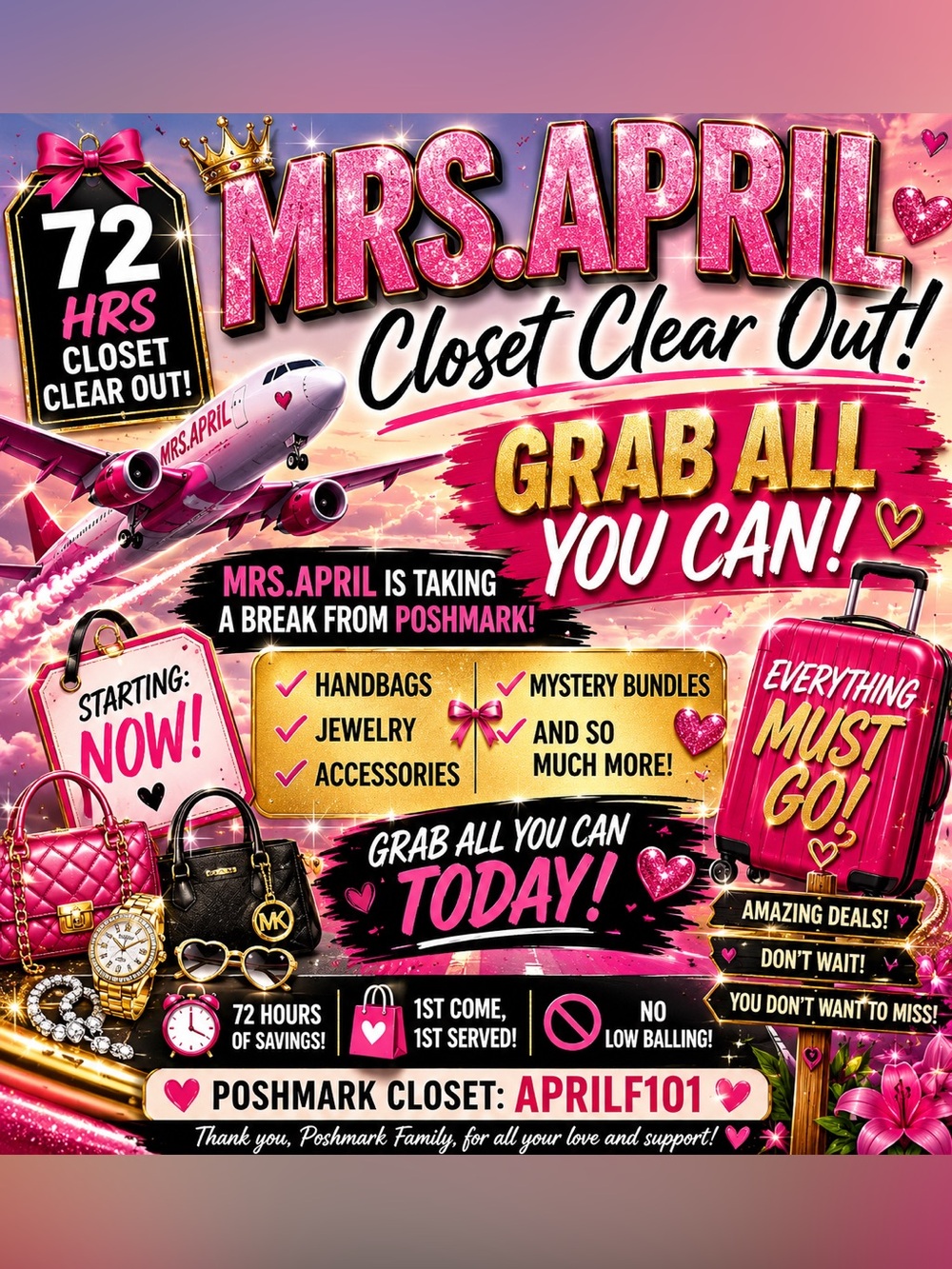 Mrs. April Pink Travel Luggage & Accessories Sale Graphic